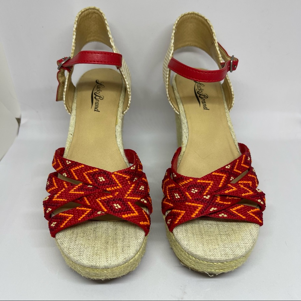 Lucky Brand Woven Strap Platform Espadrille Wedges - Picture 5 of 11